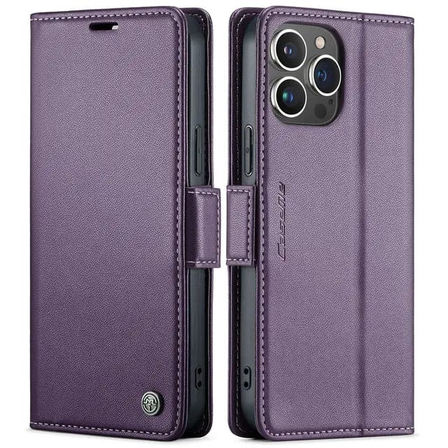 RFID Leather Card Holder Phone Case iPhone 15 / Purple