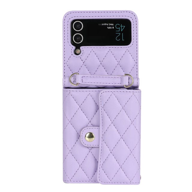 Crossbody Leather Wallet Case For Samsung Flip Samsung Z Flip 3 / Purple
