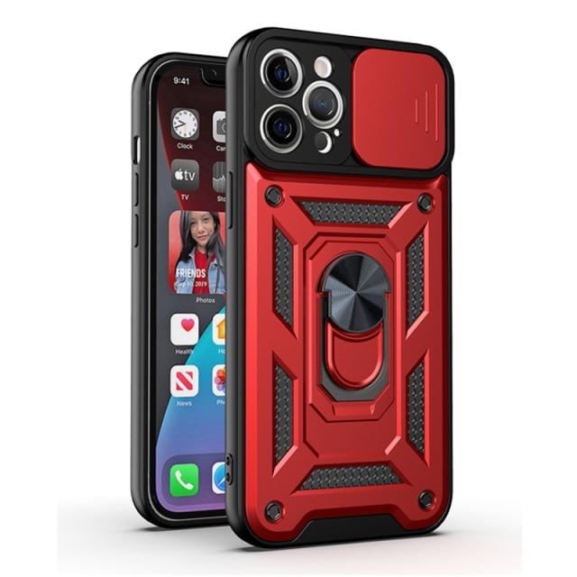 Magnetic Shockproof Phone Case With Camera Cover iPhone 7/8 / Red