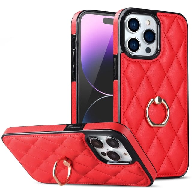 Classic Leather Phone Case With Ring Grip iPhone 11 / Red