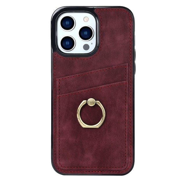 Matte Leather Cardholder Phone Case iPhone 7 / Red