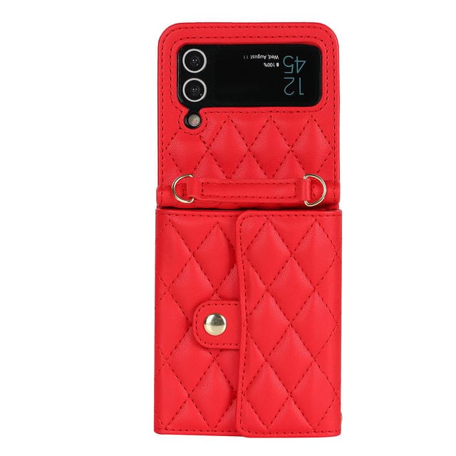 Crossbody Leather Wallet Case For Samsung Flip Samsung Z Flip 3 / Red