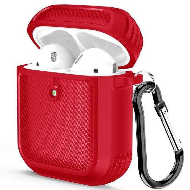 Carbon Fiber Wireless Headphones Case Red / Airpods 1 & 2