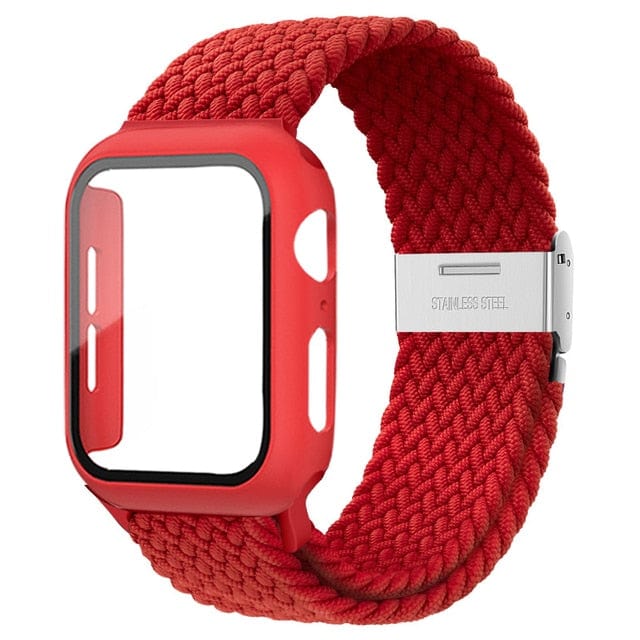 Braided Loop Watch Band With Case Red / 38mm (Series 1-3)
