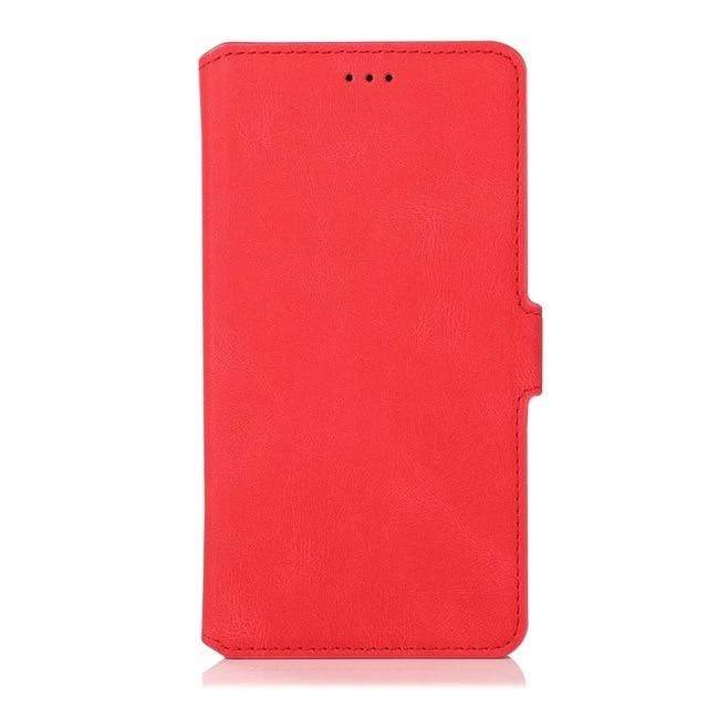 Flip Leather Wallet Case For Samsung Galaxy For Galaxy A01 / Red