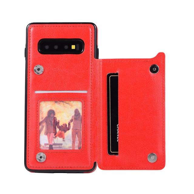 Leather Wallet Case For Samsung Galaxy S For Galaxy S10 / Red