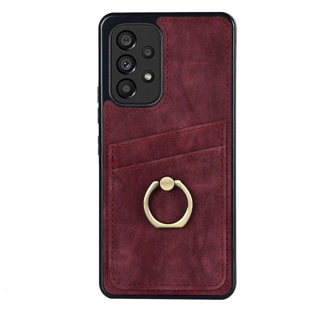 Matte Leather Cardholder Case For Samsung A Series Galaxy A12 5G / Red