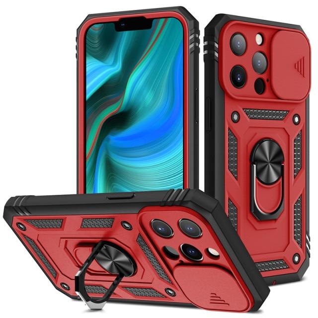 Heavy Duty Magnetic Phone Case With Camera Cover iPhone 6 / Red