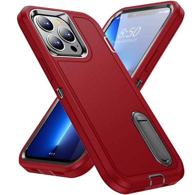 Shockproof Kickstand Phone Case iPhone 13 / Red & Black