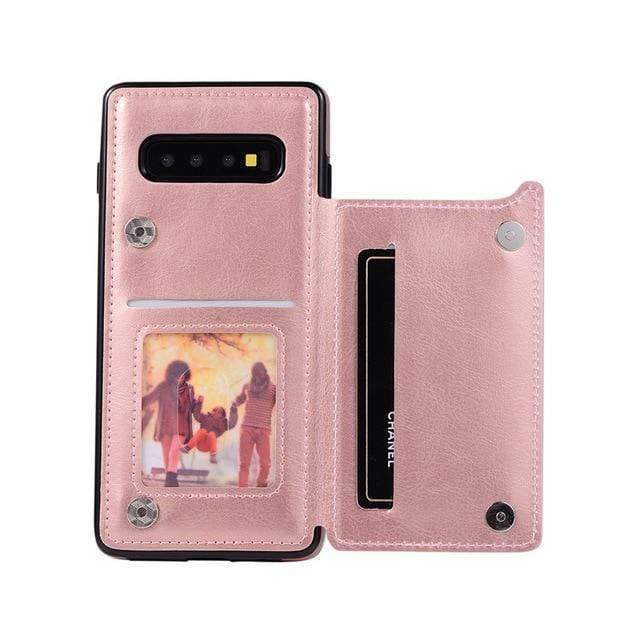 Leather Wallet Case For Samsung Galaxy S For Galaxy S10 / Rose Gold