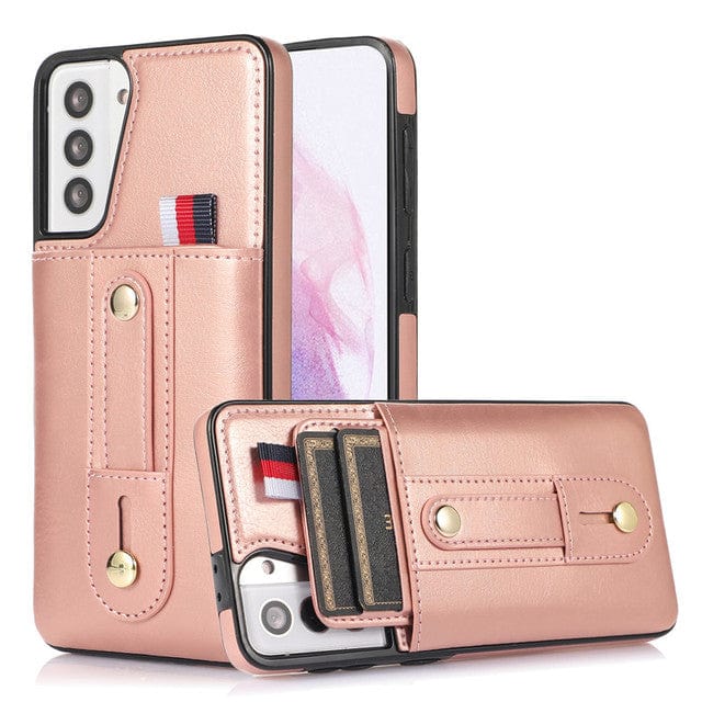 Leather Card Holder Case For Samsung Galaxy S Samsung S10 / Rose Gold