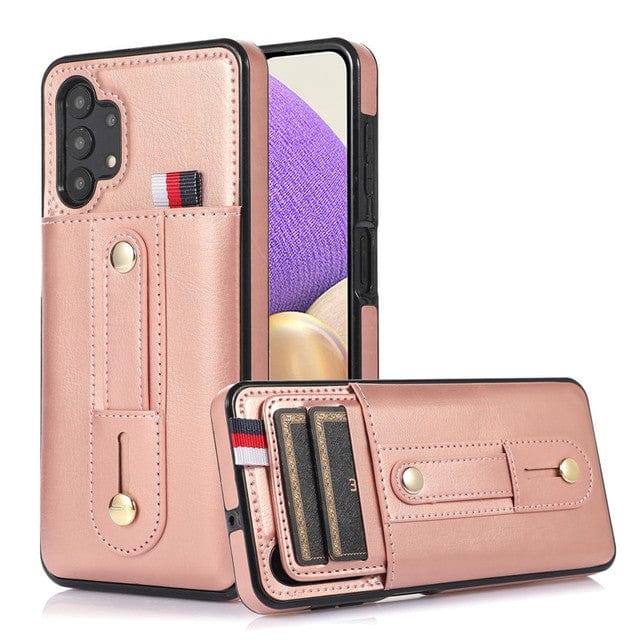 Leather Card Holder Case For Samsung Galaxy A Samsung A73 5G / Rose Gold