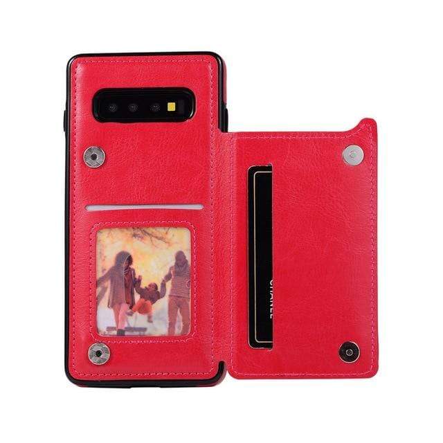 Leather Wallet Case For Samsung Galaxy S For Galaxy S10 / Rose Red