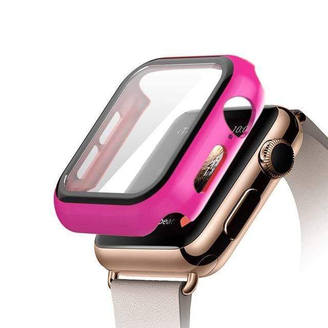 Tempered Glass Protective Watch Case Rose Red / 38mm (Series 1-3)