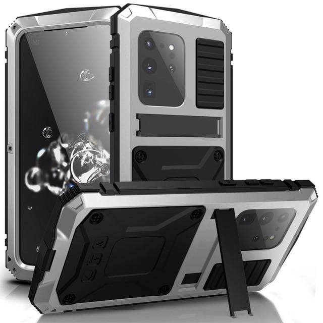 Heavy Duty Case with Kickstand For Samsung Galaxy Samsung S22 Ultra / Silver
