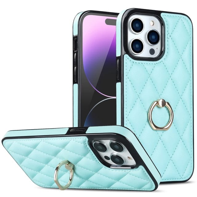 Classic Leather Phone Case With Ring Grip iPhone 11 / Sky Blue