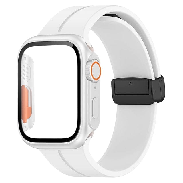 Magnetic Buckle Sports Watch Band With Case White / 45mm (Series 7 & 8)