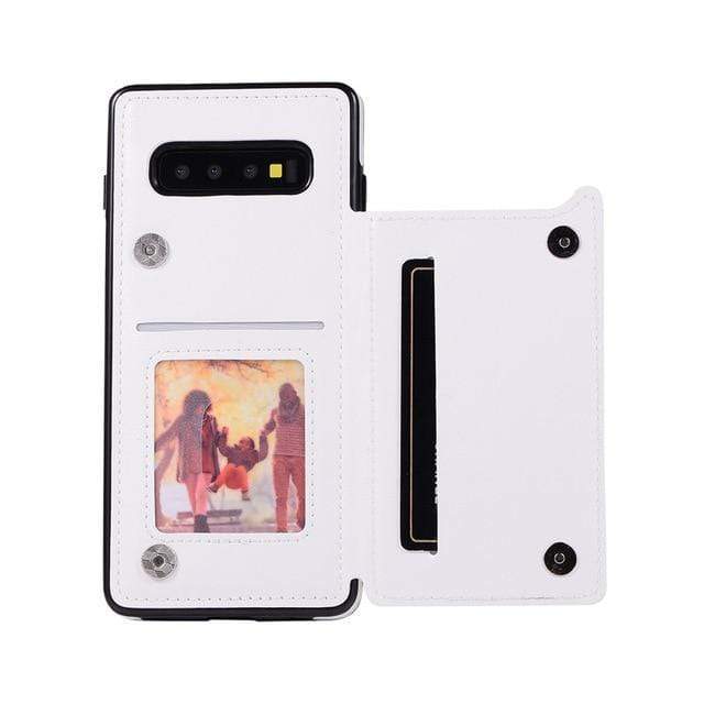Leather Wallet Case For Samsung Galaxy S For Galaxy S10 / White