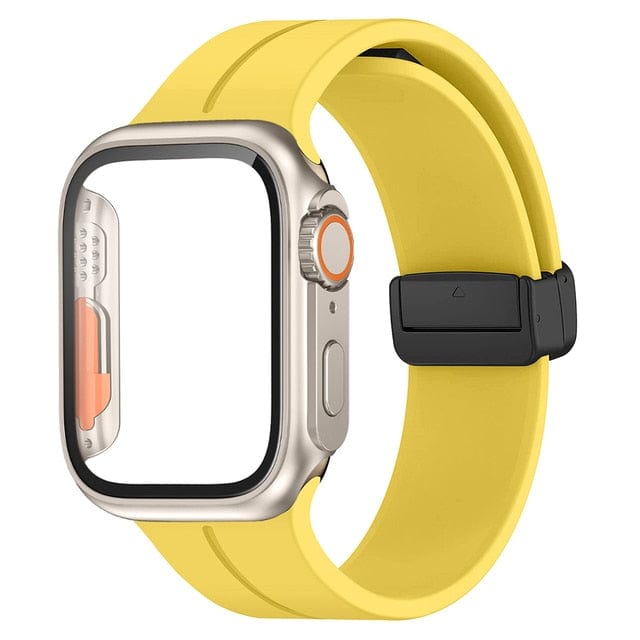 Magnetic Buckle Sports Watch Band With Case Yellow / 45mm (Series 7 & 8)