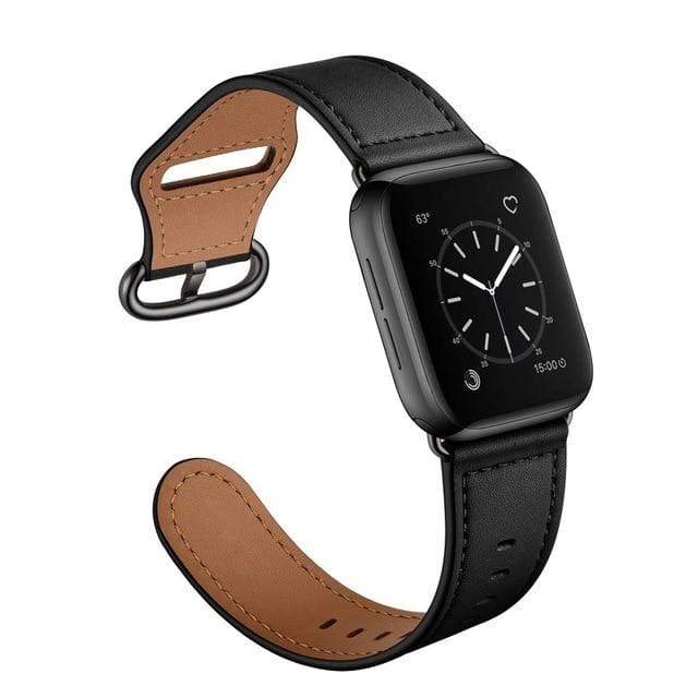Leather Loop Watch Band Black With Buckle / 38mm, 40mm & 41mm