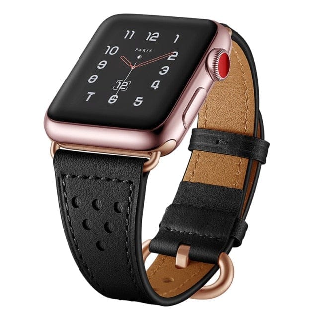 Tapered Leather Watch Band Black / 38mm, 40mm & 41mm
