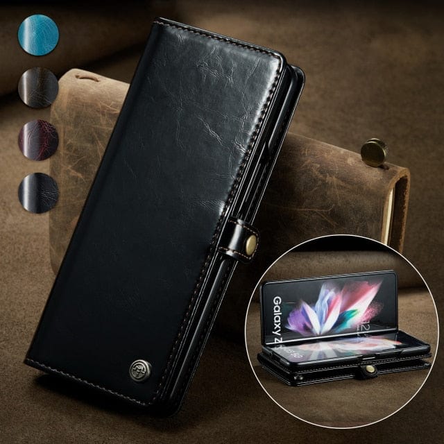 Leather Case For Samsung Z Fold Black / Galaxy Z Fold 3 5G