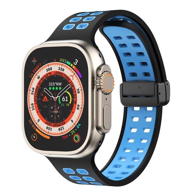 Breathable Magnetic Sports Watch Band Black Blue/ Black / 38mm, 40mm & 41mm