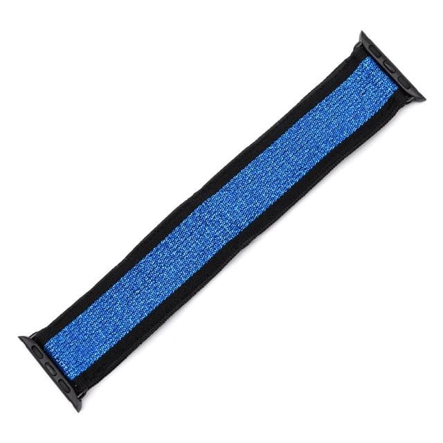 Elasticated Nylon Watch Strap Black Blue / 38mm, 40mm & 41mm