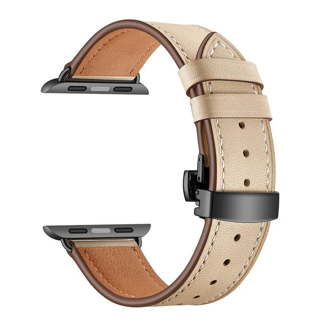 Leather Watch Band Apricot & Black Buckle / 38mm, 40mm & 41mm