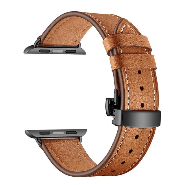 Leather Watch Band Tan & Black Buckle / 38mm, 40mm & 41mm