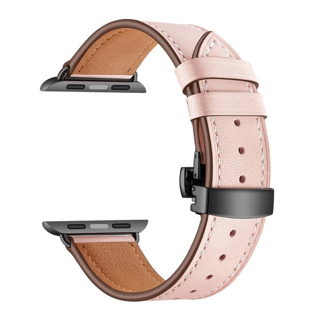 Leather Watch Band Pink & Black Buckle / 38mm, 40mm & 41mm