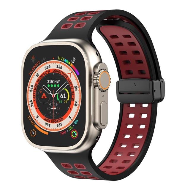 Breathable Magnetic Sports Watch Band Black Red/ Black / 38mm, 40mm & 41mm