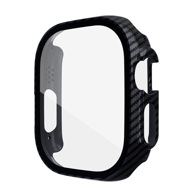 Large Tempered Glass Protective Watch Case Carbon Fiber / 49mm (Ultra)
