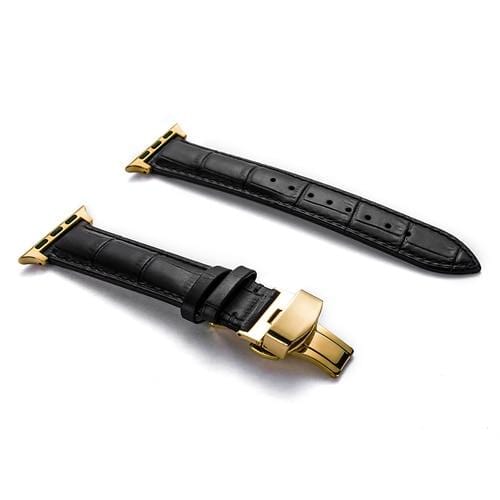 Soft Leather Watch Band Black / 38mm, 40mm & 41mm / Gold