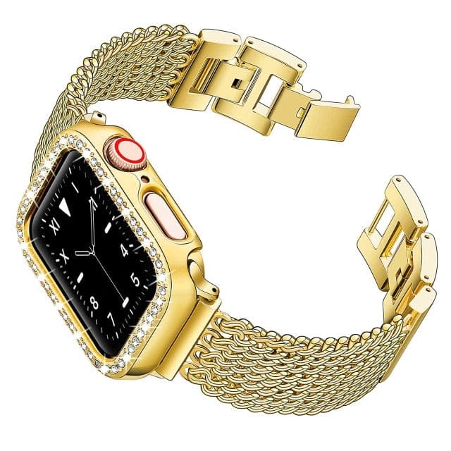 Chain Stainless Steel Watch Strap With Case Gold / 38mm (Series 1-3)