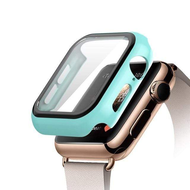 Tempered Glass Protective Watch Case Turquoise / 38mm (Series 1-3)
