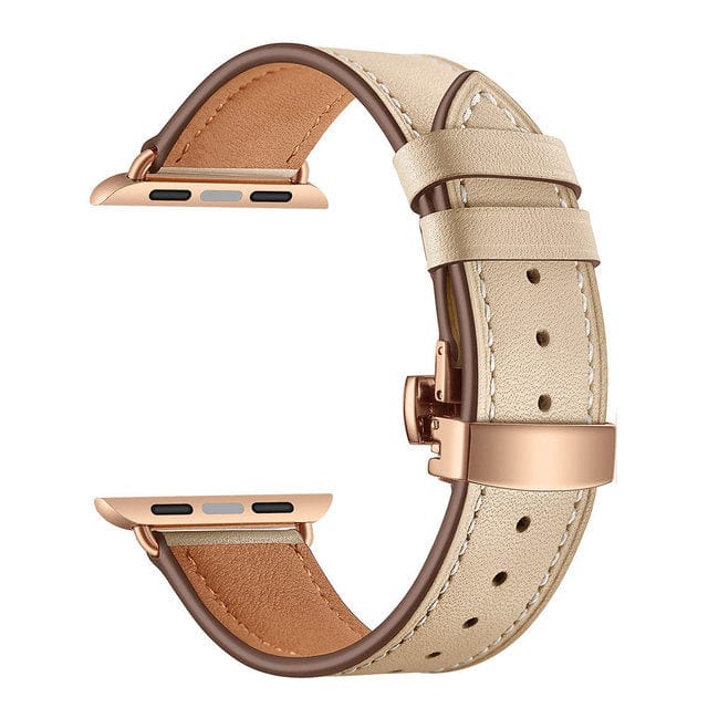 Leather Watch Band Apricot & Rose Gold Buckle / 38mm, 40mm & 41mm