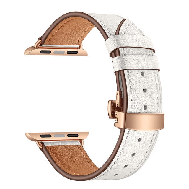 Leather Watch Band White & Rose Gold Buckle / 38mm, 40mm & 41mm