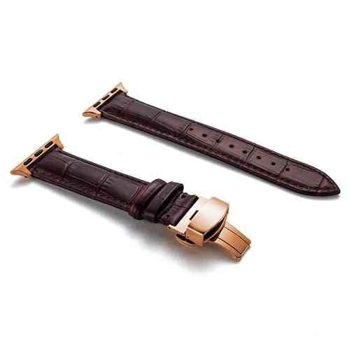 Soft Leather Watch Band Dark Brown / 38mm, 40mm & 41mm / Rose Gold