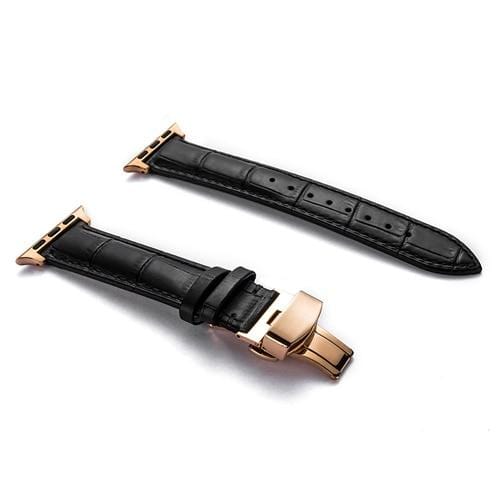 Soft Leather Watch Band Black / 38mm, 40mm & 41mm / Rose Gold
