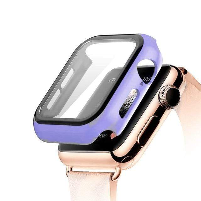 Tempered Glass Protective Watch Case Purple / 38mm (Series 1-3)