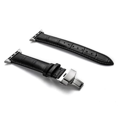 Soft Leather Watch Band Black / 38mm, 40mm & 41mm / Silver