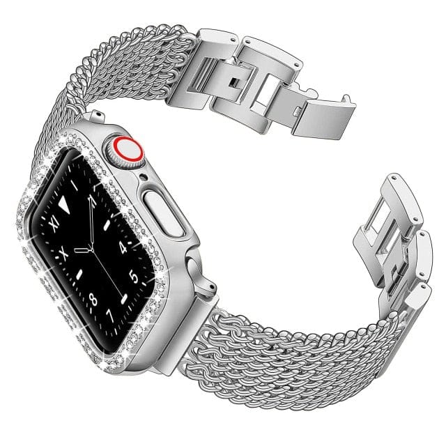 Chain Stainless Steel Watch Strap With Case Silver / 38mm (Series 1-3)