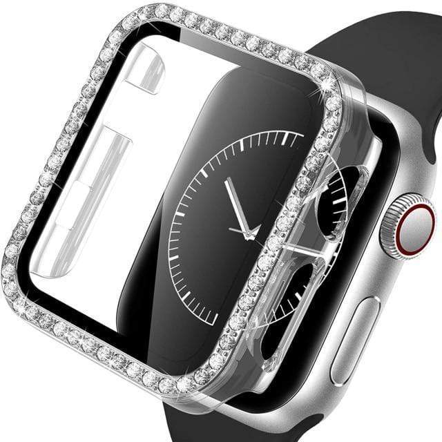 Diamond Tempered Glass Protective Watch Case Transparent / 38mm (Series 1-3)